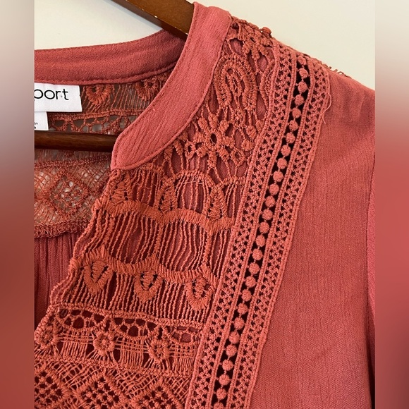 Westport Vibrant Spice Color 3/4 Sleeve Ruffle Rayon Blouse Women’s Size XS-M - Picture 2 of 13